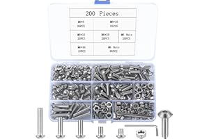 YITYDAMAI 200 Stück M6 Schrauben Set, Linsenkopf Sechskantschrauben Muttern Set, Innensechskant Schrauben mit Muttern Set, Rundkopf Gewindeschrauben Set, Edelstahl Maschinenschrauben Sortiment Set