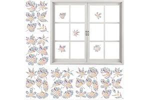 ELNLE Prisma naklejka na okno, łapacz słońca, liście, ochrona przed ptakami, tęcza, pryzmat, naklejki na okno, naklejki antykolizyjne, łapacz słońca na folię okienną, szklane szyby