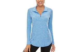 Akiooue Womens Long Sleeve UPF 50+ Running Tops 1/4 Zip Gym Sports Workout Cycling Golf Shirts