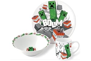JOOJEE GMBH Frühstücksset Minecraft Boom | Schale + Teller + Tasse