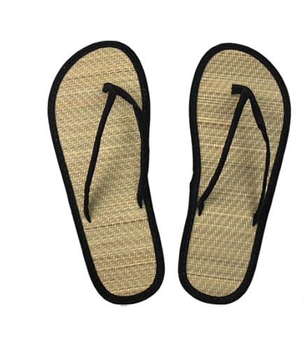 Sandali Infradito Uomo Pantofole Estive In Lino E Paglia - Main Image