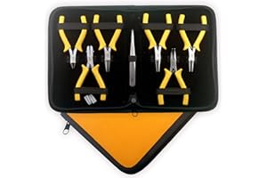 PTLPRESTIGEJEWELLERYTOOLS PTL® Professional Jewellery Making Tools Kit Mini Pliers Set Beading Tools Kit with Nylon Jaw Pliers #1778