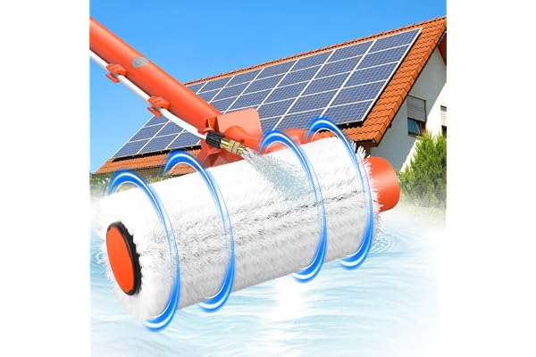 Beedove Brosse de Lavage électrique télescopique de 6,5 m - Brosse de Nettoyage électrique à Rouleau avec raccord de Tuyau pour systèmes PV, fenêtres, toits de terrasse et Nettoyage des serres