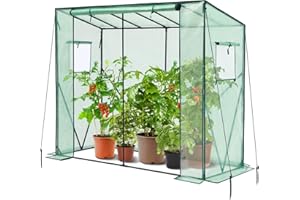 Ohuhu Serra da Giardino con Finestre, Mini Serra Walk-in con Pellicola di Copertura in PE da 130g/m², 200x77x170 cm serra da balcone Resistente e Durevole Multiuso Riparo per Piante, verde