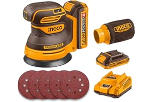 INGCO 20V Cordless Random Orbit Sander 125mm, Brushless Motor, 6 Variable Speeds, Electric Sander Ideal for Sanding, Polishing Wood, Home Improvements CROSLI20021