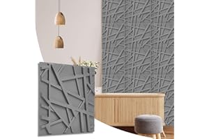 NOVECRAFTO Geometric Effect 3D Wall Panels - 20 Sheets Covering 5 sqm | 53.82 sqf Interior Cladding Panels Set | 3D Wall Tiles Geometric Line Design in Matt Grey - Each Panel Size 19.6" x 19.6"
