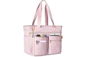 ‎FASROM Fasrom Teacher Arbeitstasche mit Fächern für Laptop, Große Laptoptasche für Lehrer, Rosa