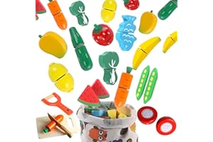 newlng Giocattoli di Legno Taglio Frutta e Verdura Accessori Cucina Bambini Giocattolo Educativo Gioco Ruolo Regalo Compleanno Giornata dei Bambini 2 3 4 anni