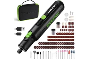 WORKPRO Cordless Rotary Tool, 7.2V Rechargeable Rotary Tool Kit with 117 Accessories, 6 Gear Speed 30000RPM, Type-C Charging Power Tool for Engraving, Cutting, Sanding, Polishing and DIY Crafts
