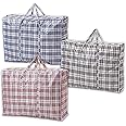 1ABOVE MEDIUM Strong Laundry,Shopping, Storage, Reusable Store, Cloth, Moving, Waterproof, Handles and Zipper Bags (3)