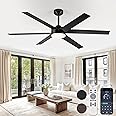Fanbulous 60 Inch Ceiling Fans with Lights and Remote, Reversible 6 Blades & Dimmable 3-Color Outdoor Ceiling Fans for Patios, DC Motor Large Ceiling Fan for Indoor or Covered Outdoor-Black