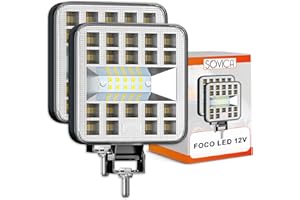 SOVICA Foco led 12v 2 uds aluminio abs 29 led 6500K 8.4 cm 3.34" IP65 120% maxima luminosidad faros tractor 4x4 largo alcance