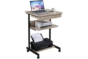 Yaheetech Scrivania per Computer con Ruote Scrivania ad Angolo 56 x 51 x 79 cm da Ufficio Studio Mobile Porta pc con Tastiera Scorrevole Postazioni da Lavoro Moderno Grigio