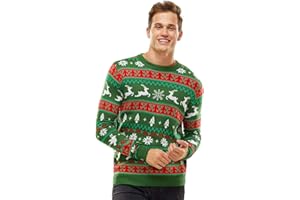 U LOOK UGLY TODAY Błyszczący sweter bożonarodzeniowy, unisex, zabawny sweter Chunky Fair Isle dziany, odświętny sweter na imprezę