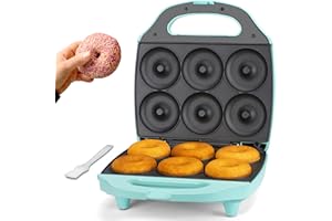 BAKER'S FRIEND Baker’s Friend Máquina para hacer rosquillera para el hogar, máquina para hacer mini donuts de 6 x 7.5 cm, máquina para hacer donut, bandeja para hornear rosquillas, fiesta de donuts, Aqua