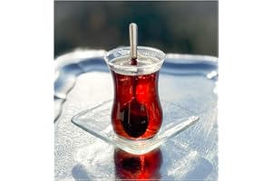 Topkapi Juego de té turco de 18 piezas con efecto visual, 6 vasos de té, 6 posavasos, 6 cucharillas de té, juego completo para 6 personas