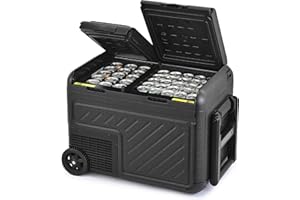 DARTMOOR 36L Frigorifero Portatile per Auto con Doppia Zona Frigo Congelatore per Auto con Ruote, DC 12/24V e AC 100-240V, Frigo Portatile Elettrico per Viaggio, Picnic, Campeggi, da -22°C a 20°C