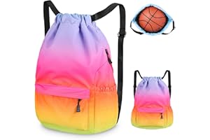 STARVORTEX Drawstring Bags, Waterproof Swimming Bag, Unisex PE Bags Drawstring Gym Bag, Sports Backpack with Two Side Pockets, High Capacity Gym Backpack, Swimming Bags for Kids Adults Beach Travel