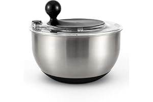 Hanseküche Centrifuga per insalata in acciaio inox, centrifuga, servire e conservare in uno spinner senza BPA, grande capacità di 4,5 litri con azionamento a manovella