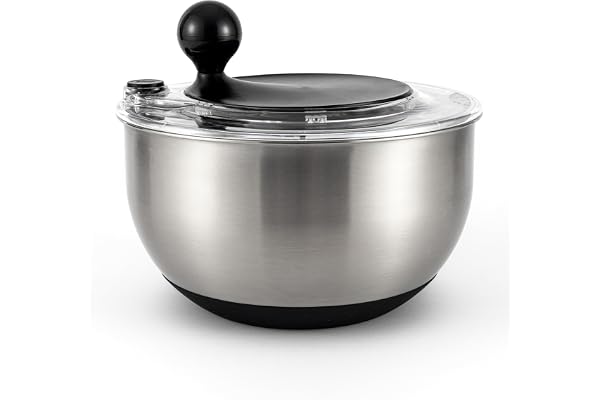 HanseKök salladsslunga av rostfritt stål – centrifugering, servering och förvaring i en BPA-fri salladspinner – stor kapacitet på 4,5 liter med vevdrift