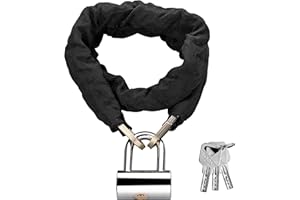 EYPINS Candado de Cadena Espesor 7mm de 1M con Candado en U Alta Seguridad con Llaves, Resistente al Óxido y a la Corrosión, Antirrobo para Motocicletas, Bicicletas, Scooter