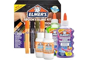 ELMER'S Elmer’s Kit pour slime d’Halloween, colle transparente, stylos colle pailletée et activateur magique pour slime en solution liquide, lot de 8 produits