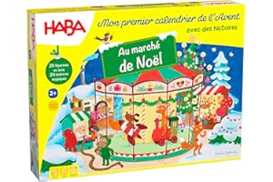 Calendrier de l’Avent HABA – Au marché de Noël – 24 figurines en bois conçues avec amour et un décor de jeu en 3D – pour les enfants à partir de 2 ans.
