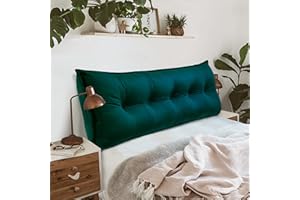 ‎JOHNEAR Johnear Rückenkissen für Sofa Rückenlehne Bett Lesekissen, Samt Bücherkissen Großes Lendenkissen Kopfteil Bett Kopfkissen Wandkissen Beinkissen (Blau-Grün，160x8x50cm)