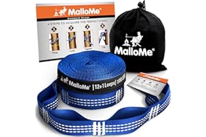 MalloMe Correas de Hamaca XL - Juego de Correas de árbol de Hamaca 2000+ LBS Heavy Duty 40 Loops y Kit de Sistema de suspensión 100% sin Estiramiento - Accesorios para hamacas de Camping