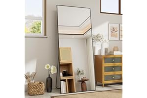 Koonmi 60x165 cm Mirror Full Length - Minimalist Modern Full Body Floor Length Mirror - Standing, Hanging, Leaning for Living Room, Black