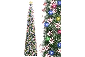 HMASYO Albero di Natale Artificiale a Paillettes 180cm con 100 Luci a LED Timer e Telecomando, Montaggio Istantaneo, Alimentazione USB - Decorazione per Interni Casa, Appartamento, Veranda, Feste