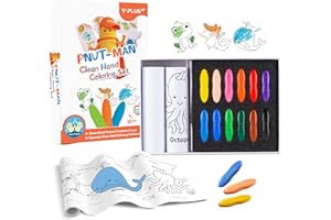 ‎YPLUS YPLUS Erdnuss Buntstifte Set für Kinder, Kunst Fall mit 12-Farben Buntstifte und Wandaufkleber Papierrollen, ungiftige Kleinkind Färbung Zubehör für Geschenk