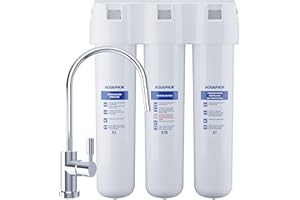AQUAPHOR Wasserfilter-System Crystal ECO mit Filter K3, K7B, K7. Mikrofiltration von Trinkwasser zur zuverlässigen Entfernung von Bakterien und Mikroorganismen, Weiß