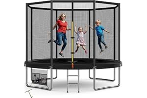 Devoko 6ft/7.5ft/10ft/12ft Secure Kids Trampoline -GS certificate Garden Trampoline Safety Net & Reinforced Steel Frame | for Children 6-12 Years | Premium Waterproof, Easy Setup