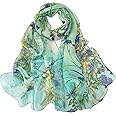 BLURBE Chiffon Scarf Women - Ladies Scarves Lightweight Floral Print Chiffon Scarfs Shawls and Wraps for Womens Spring Autumn