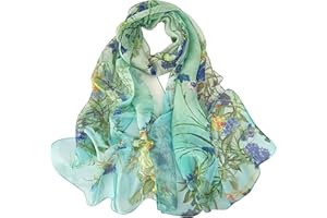 BLURBE Chiffon Scarf Women - Ladies Scarves Lightweight Floral Print Chiffon Scarfs Shawls and Wraps for Womens Spring Autumn