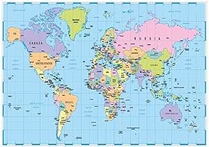 A2 World Map Atlas Print 130gsm Paper Stock : Amazon.co.uk