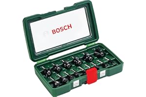 Bosch Accessories 15 pièces Ensemble de fraises au carbure (pour le bois, emmanchement Ø 1/4", accessoires défonceuse)