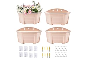 ORIMERC 4 macetas colgantes de pared de 9.8 pulgadas para barandilla, valla, balcón, porche, decoración interior y exterior, cesta de plástico para plantas de hierbas, cesta vertical para jardín, sala