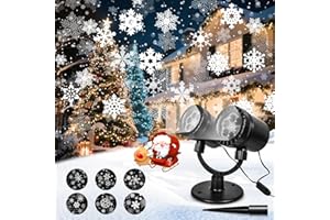 ‎HELESIN Projektor Weihnachten Aussen Doppelter Kopf, Led Schneeflocken Projektor mit Timer，Wasserdicht Led Schneeflocke Beleuchtung Weihnachten, Weihnachtsbeleuchtung Außen fur Wand Garten Hof Weihnachtsdeko