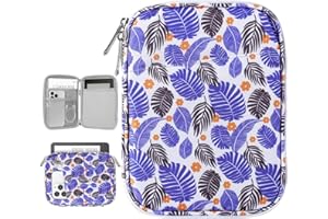 Vinabilia 6-7" Borsa Custodia Protettiva per Nuovo 6" Kindle 11ª Gen/7" Kindle Paperwhite 12ª Gen/7" Kindle Colorsoft Signature Edition, 6" Kobo Clara Colour, Kindle Oasis E-Reader, Foglia Tropicale