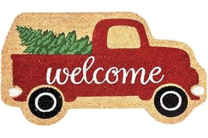 Comart - Zerbino Christmas - 40x70 cm - in Cocco - Sagomato con Disegni Natalizi – Tappeto per Ingresso Esterno o Interno - Antiscivolo - Decorazione per le Feste - Regalo per la Casa – Albero Natale