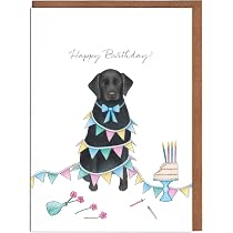 Labrador Birthday Card - Cute Dog With Party Hat Greeting Card Made In UK