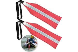 Anley Kayak Tow Red Safety Travel Flags with Reflective Strip - Warning Flag for Canoes, Boats, SUP, Truck, Trailer - Waterproof and Durable Oxford Safety Flag - 14x4.7 inch (Pack of 2)