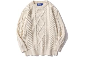 Aelfric Eden Męski sweter Aran Fairisle z dzianiny kablowej sweter z długim rękawem okrągły dekolt oversize sweter vintage sweter sweter sweter