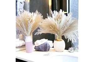 VELAFEE 100 Pcs Natural Dried Pampas Grass Bouquet Fluffy Pampas Grass Decor Artificial Pampas Grass Home Decor Phragmites Dried Flowers Fluffy and Swinging DIY Boho Plant for Floral Arrangements Decorations