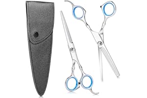 HEMIKS Hairdressing Scissors, 6.7 Inch Sharp Hair Scissors Set, Stainless Steel Hair Cutting Scissors, Professional with Protective Case, Hair Scissors, Hairdressing Thinning Scissors for Beginners,