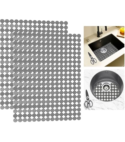 Lot 3 Tapis D’Évier Plastique Orange – 2x 30x30 Cm + 1x 30x39 Cm – Protection Évier Cuisine