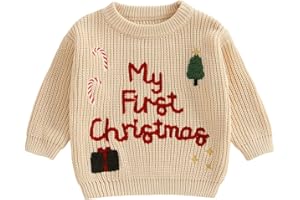 L&ieserram Baby Jungen Mädchen Weihnachtspullover Weihnachten Gestrickt Pullover Jumper My First Christmas Outfit Kleidung Neugeborenen Weihnachtsoutfit Weihnachtspulli