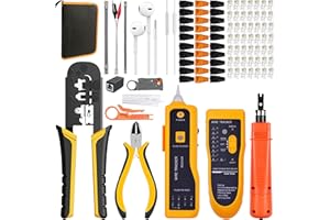 MAYLINEE-TECH MAYLINEE RJ45 Kit de herramientas de crimpado para cables de red RJ45 para pasar CAT6 Cat5e Cat5 conectores de paso CAT6 RJ11 TJ12 pelacables alicates de corte de alambre 50 Conectores (Negro)